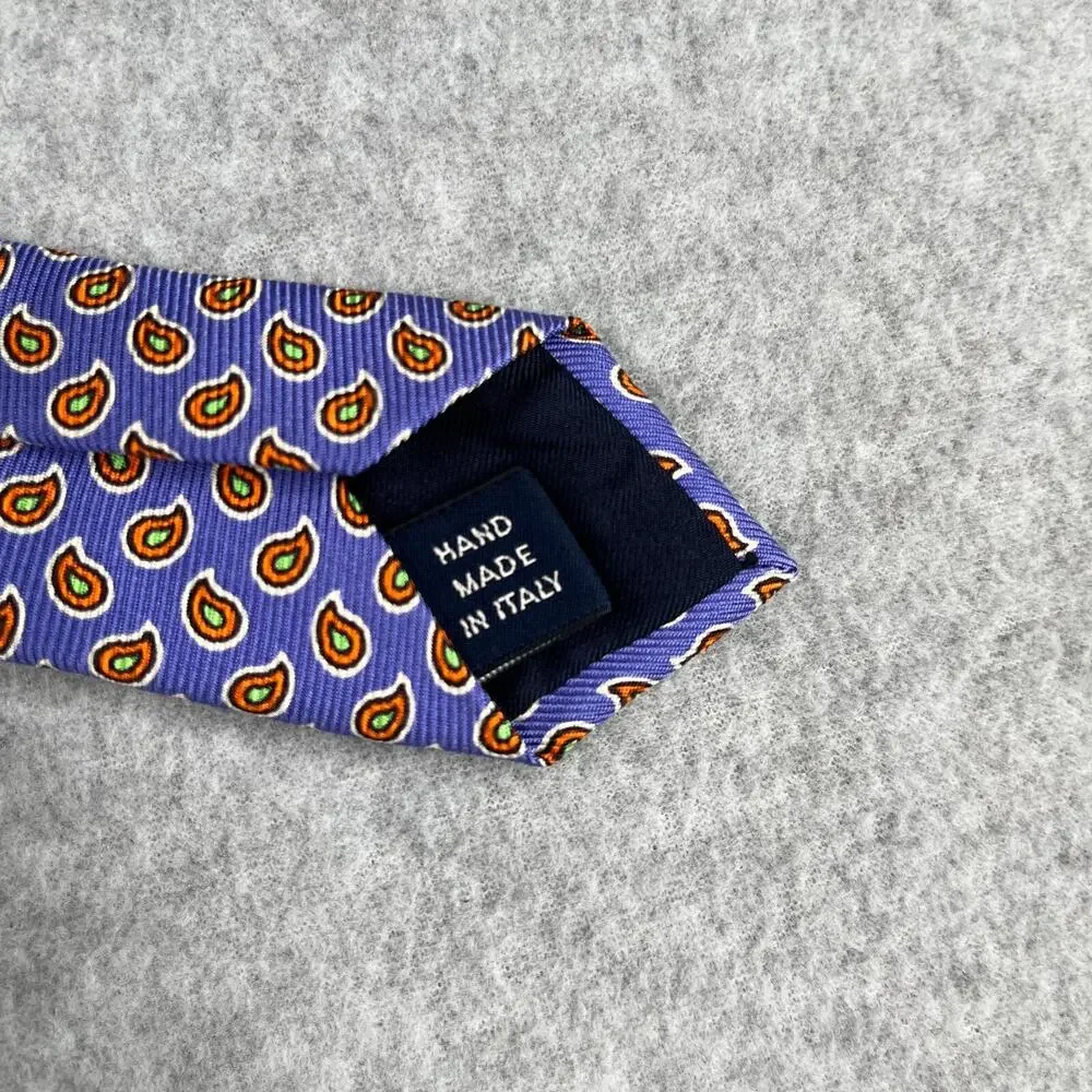 Vintage Polo Ralph Lauren Necktie Silk Blue Paisley Made In Italy Tie